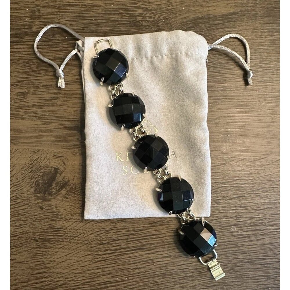 Kendra Scott Cassie Bracelet Faceted Gumdrop Round Statement Bracelet Black Gold